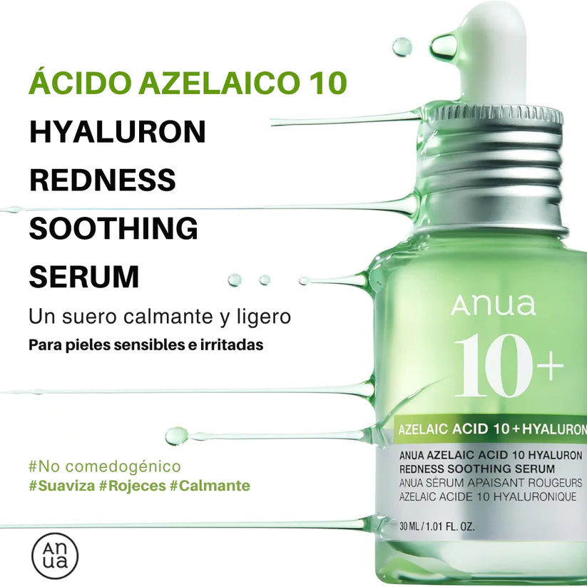 Sérum Anti-rojeces con Ácido Azelaico 10% y Ácido Hialurónico Anua Azelaic Acid 10 Hyaluron Redness Soothing Serum 30ml