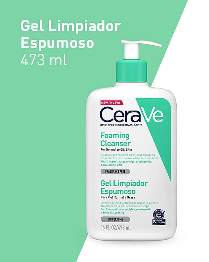 Gel limpiador espumoso para piel normal a grasa CeraVe Foaming Cleanser For Normal to Oily Skin 473ml