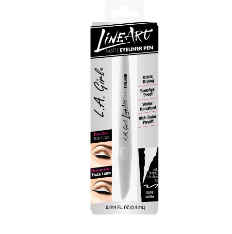 Delineador en plumón mate blanco L.A Girl Line Art Matte Eyeliner Pen Pure White