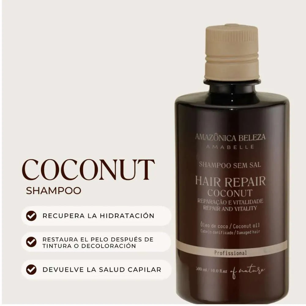 Shampoo de reparación Amazônica Beleza Hair Repair Coconut 300ml