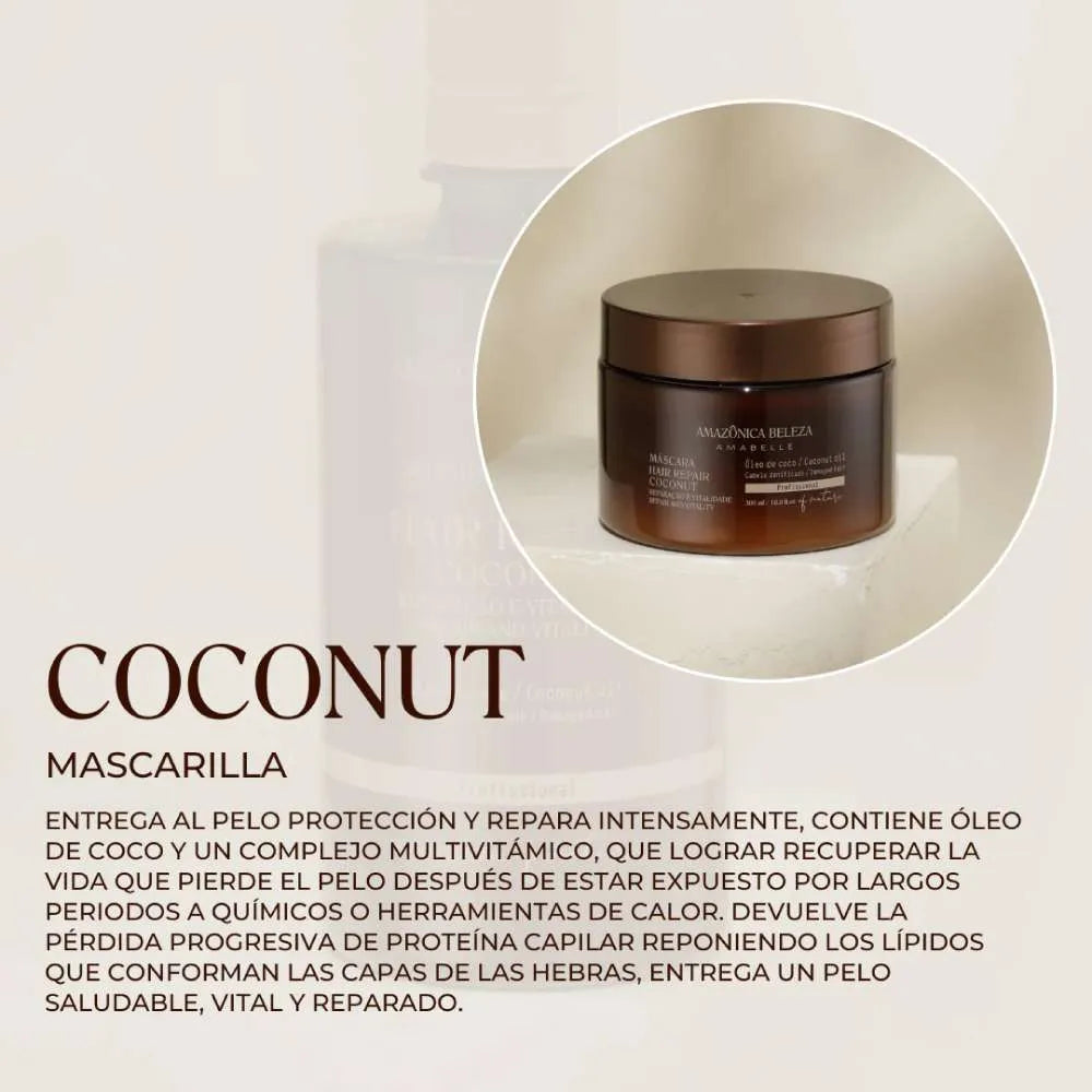 Mascarilla de reparación Amazônica Beleza Hair Repair Coconut Mask 300ml