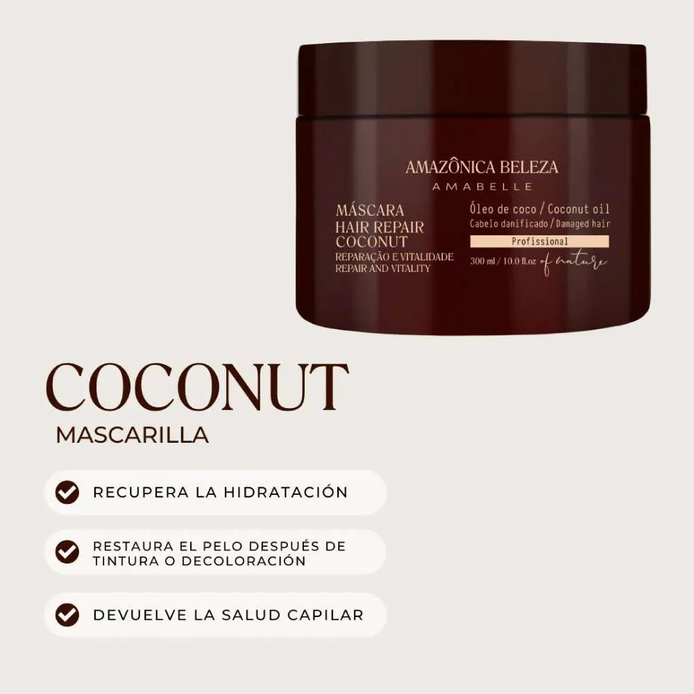 Mascarilla de reparación Amazônica Beleza Hair Repair Coconut Mask 300ml