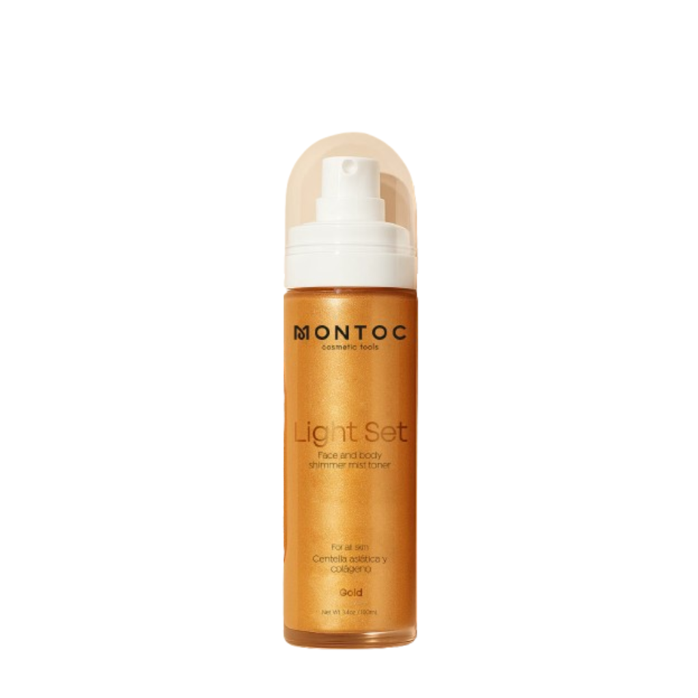 Bruma iluminadora corporal y facial Montoc Shimmer Mist Toner Light Set 100ml
