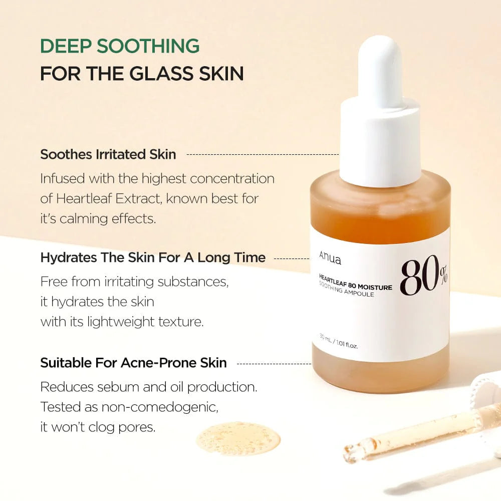 Serum calmante e hidratante Anua Heartleaf 80% Moisture Soothing Ampoule 30ml