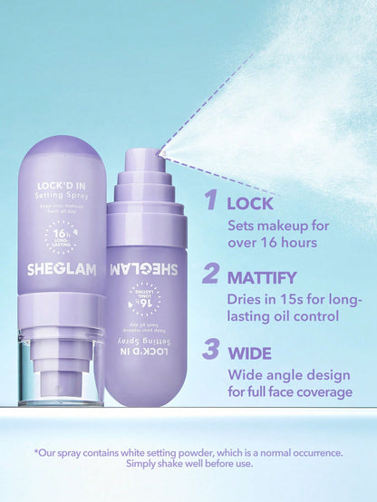 Fijador de maquillaje acabado mate Sheglam Lock'd In Setting Spray 55ml