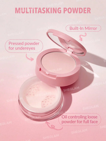 Polvo Rosado Dúo Sheglam Insta-ready Face & Under Eye Setting Powder Duo-Bubblegum