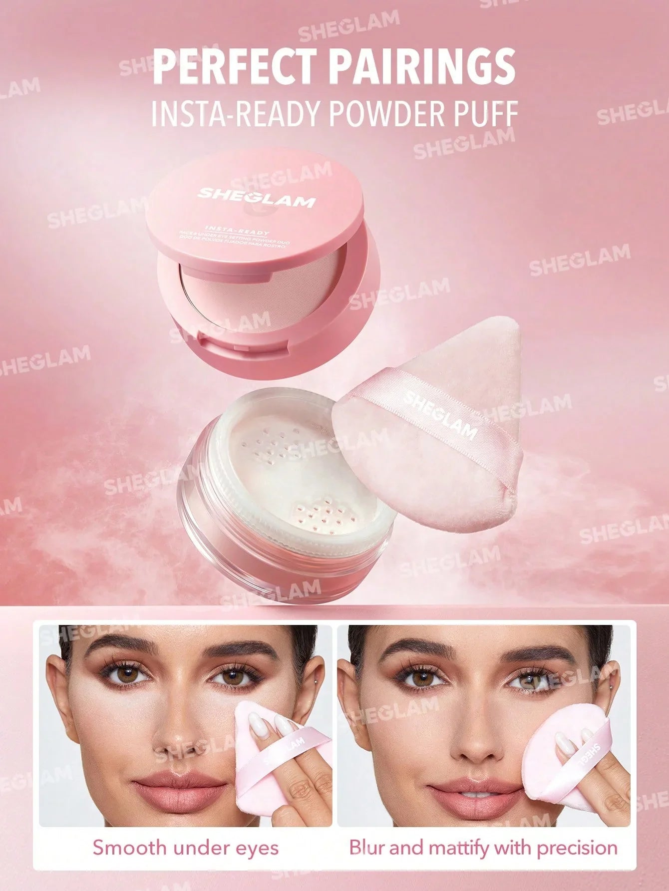 Polvo Rosado Dúo Sheglam Insta-ready Face & Under Eye Setting Powder Duo-Bubblegum