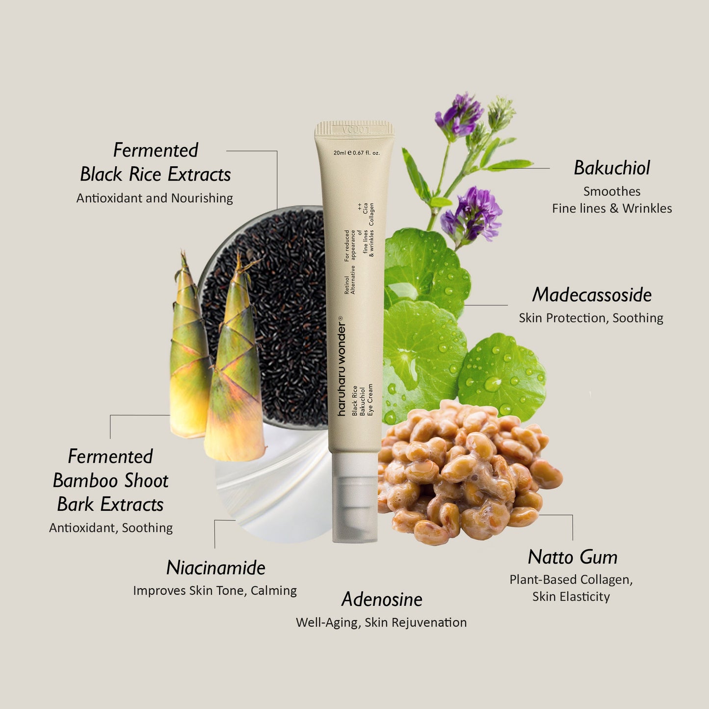 Contorno de ojos Haruharu Wonder Black Rice Bakuchiol Eye Cream 20ml