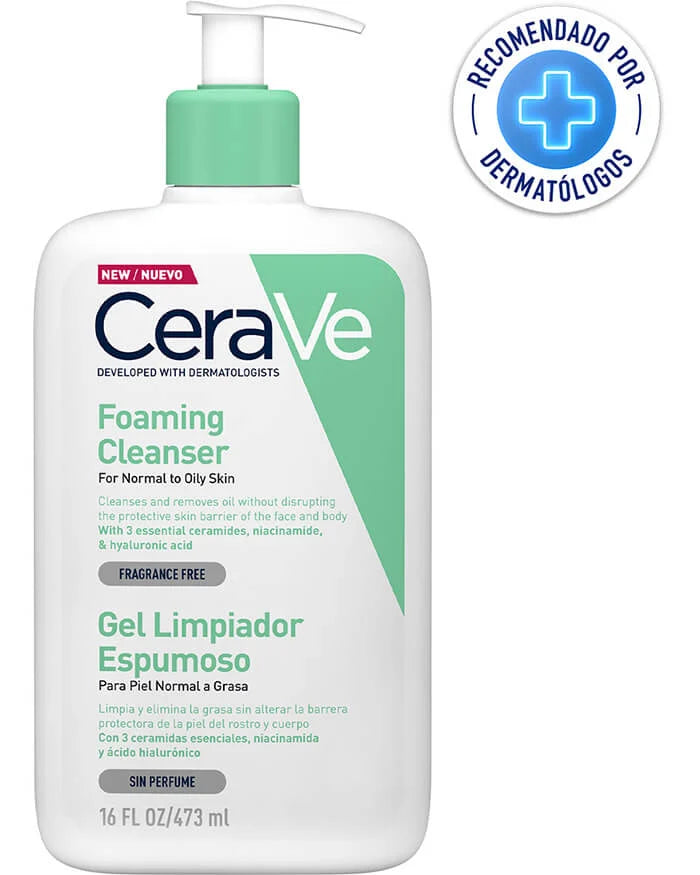 Gel Limpiador Espumoso Para Piel Normal a Grasa CeraVe Foaming Cleanser For Normal to Oily Skin 473ml