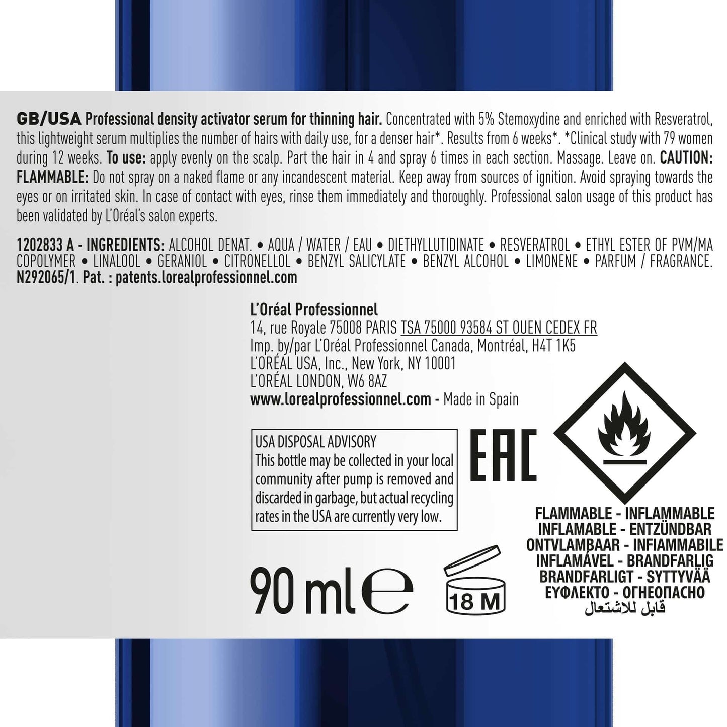 Tónico para el crecimiento y caída del cabello L'Oréal Professionnel Serioxyl Advanced 90ml