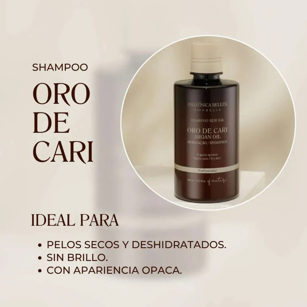 Shampoo de hidratación Amazônica Beleza Oro de Cari Argan Oil 300ml