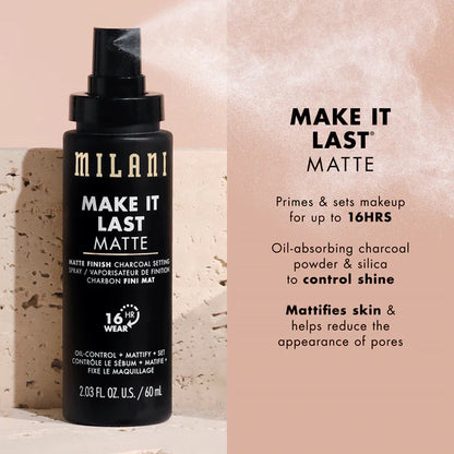 Fijador de maquillaje con carbón activado Milani Make It Last Matte 60ml