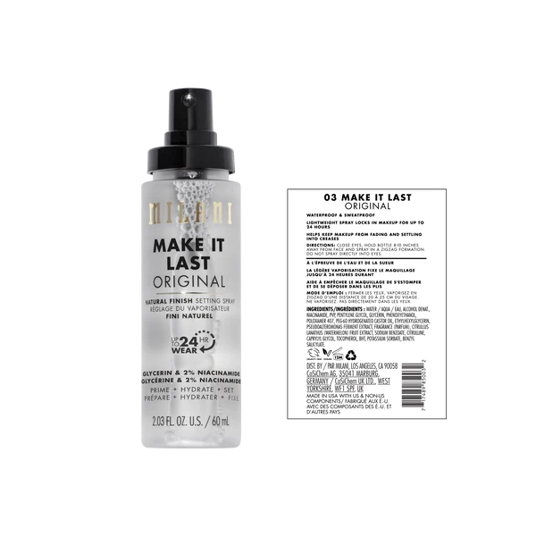 Fijador de maquillaje Milani It Last Original - Natural Finish Setting Spray