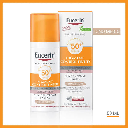 Protector Solar Despigmentante con Color Eucerin Sun Face Pigment Control Tinted Tono Medio 50ml