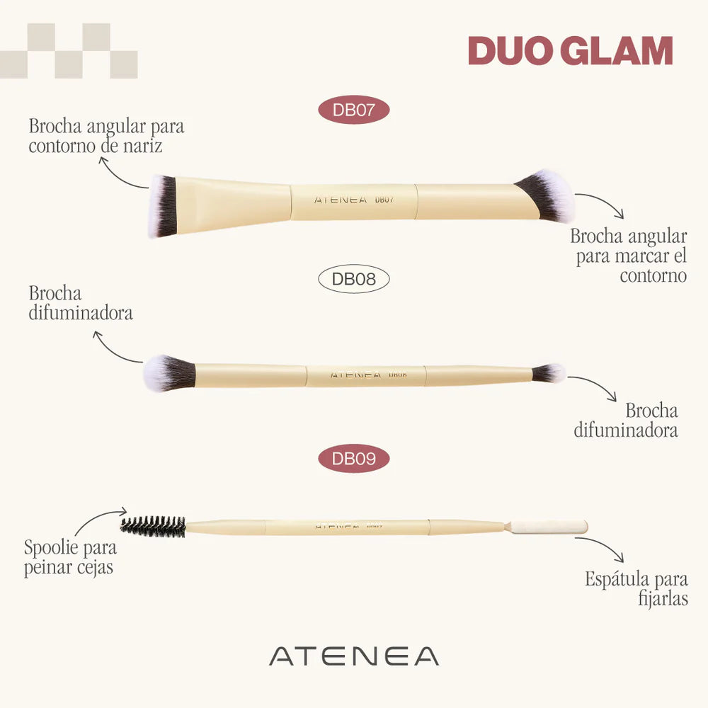 Brocha Duo Atenea para Cejas y Espátula