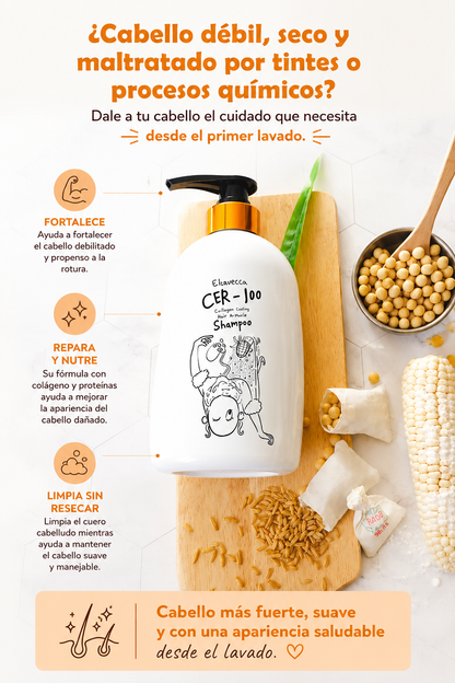 Shampoo reparador con colágeno Elizavecca Collagen Coating Hair A+ Muscle CER-100 500 ml
