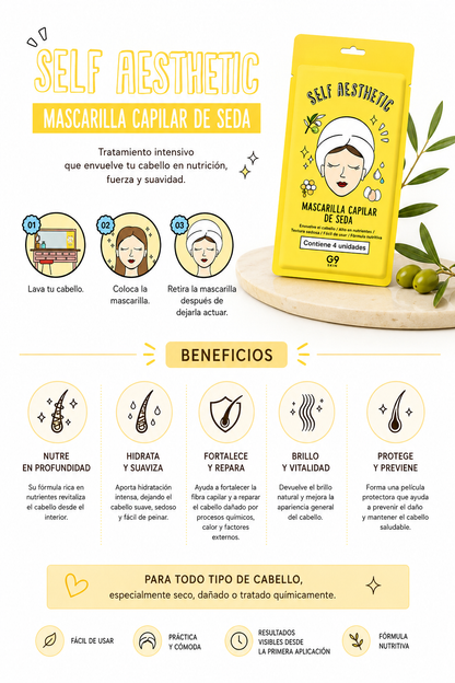 Mascarilla capilar suavizante G9 Self Aesthetic Silky Hair Mask 5 Piezas