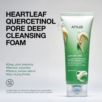 Espuma limpiadora profunda para poros Anua Heartleaf Quercetinol Pore Deep Cleansing Foam 150ml