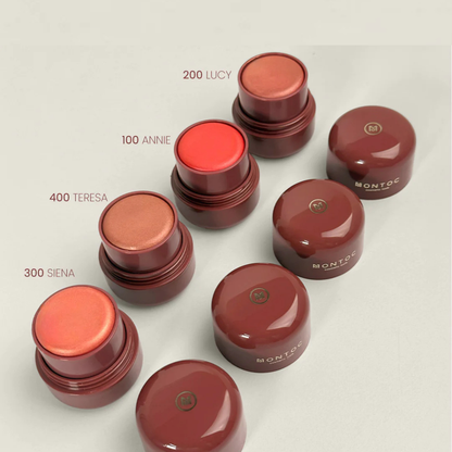 Rubor en Barra Montoc Stick blush con partículas de brillo