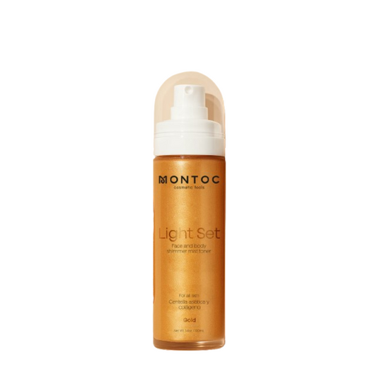 Bruma iluminadora corporal y facial Montoc Shimmer Mist Toner Light Set 100ml