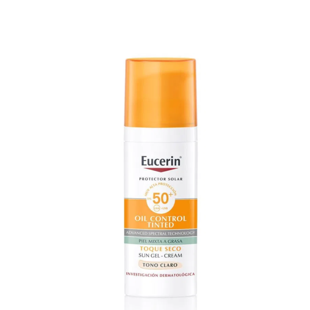 Protector Solar Toque Seco Tono Claro Eucerin Sun Face Oil Control Tinted 50ml