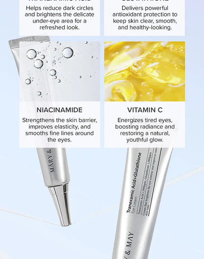 Contorno de ojos Iluminador y Antimanchas Mary&May Tranexamic Acid + Glutathione Eye Cream 30ml