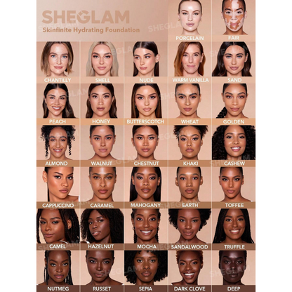 Base líquida hidratante Sheglam Skinfinite Hydrating Foundation 30ml