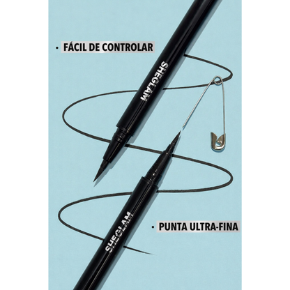 Delineador líquido negro a prueba de agua Sheglam Pro Precision Waterproof Liquid Eyeliner Black