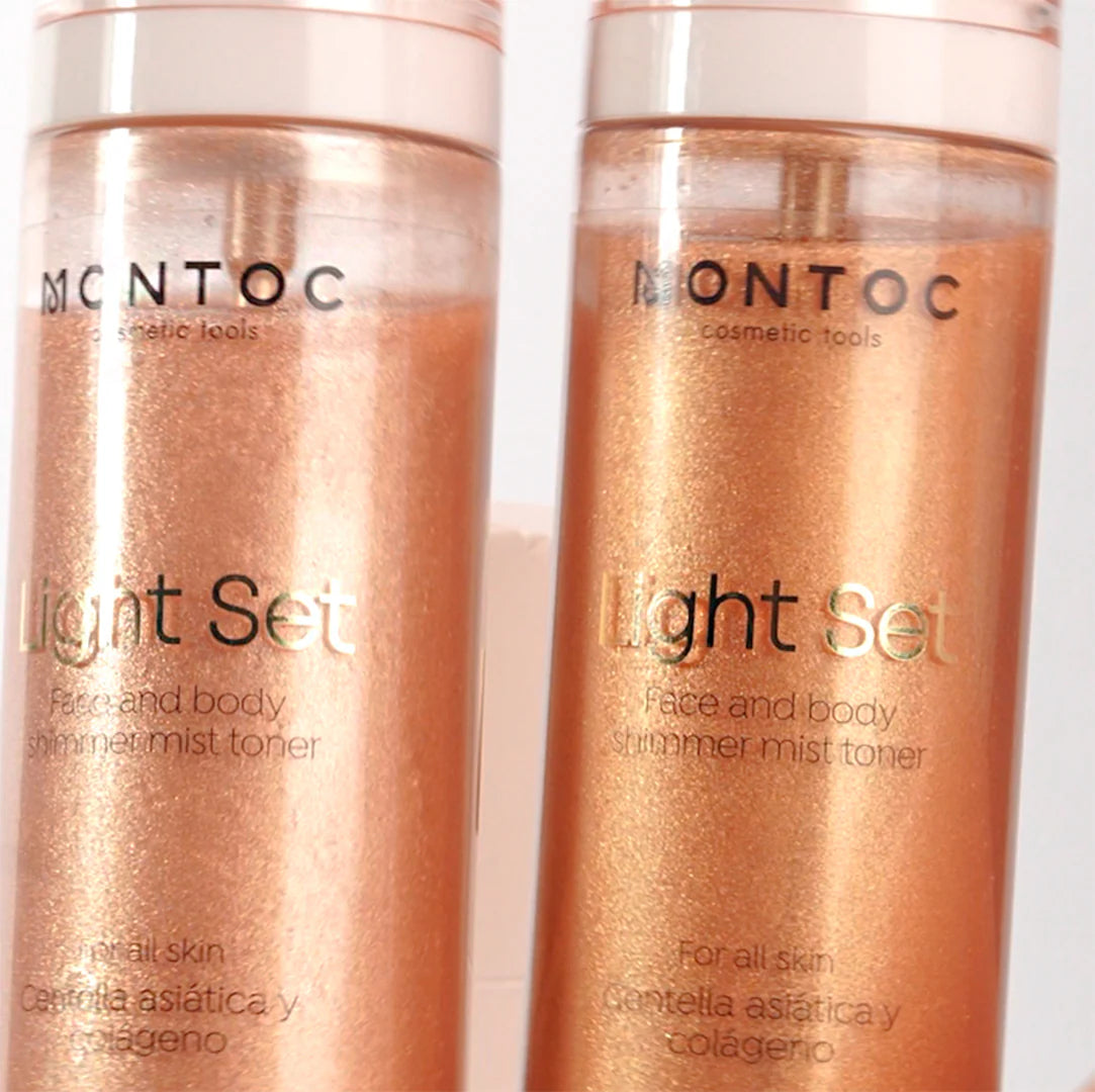 Bruma iluminadora corporal y facial Montoc Shimmer Mist Toner Light Set 100ml