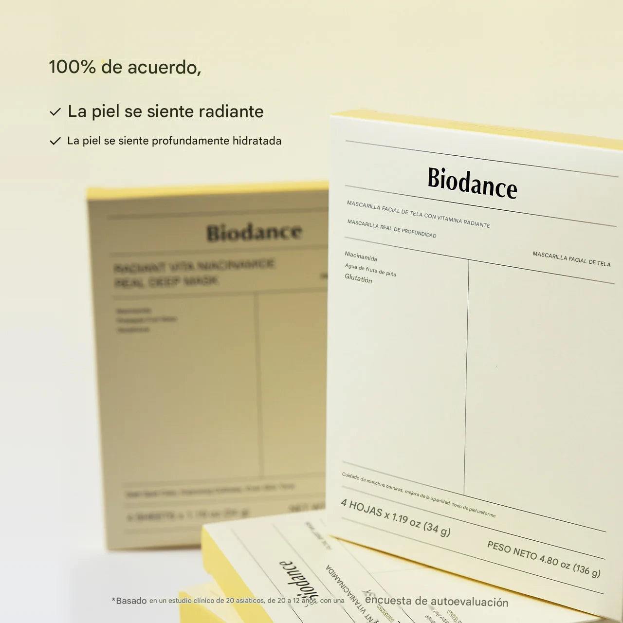 Mascarilla facial iluminadora con niacinamida Biodance Radiant Vita Niacinamide Real Deep Mask 34gr