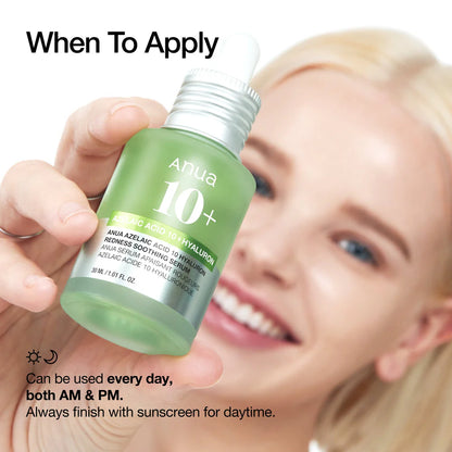 Sérum Anti-rojeces con Ácido Azelaico 10% y Ácido Hialurónico Anua Azelaic Acid 10 Hyaluron Redness Soothing Serum 30ml