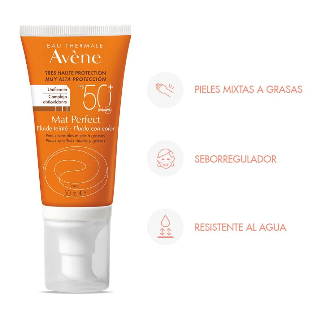 Protector Solar con Color Avène Mat Perfect Fluide Teinté 50ml