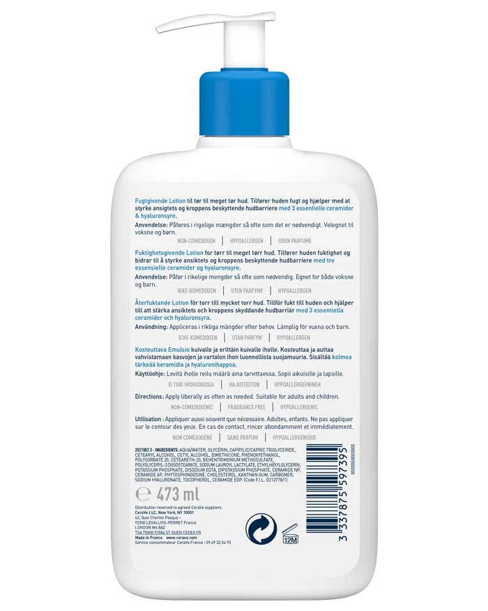 Loción Hidratante Para Piel Seca a Muy Seca Ceravé Moisturising Lotion For Dry to Very Dry Skin 473ml