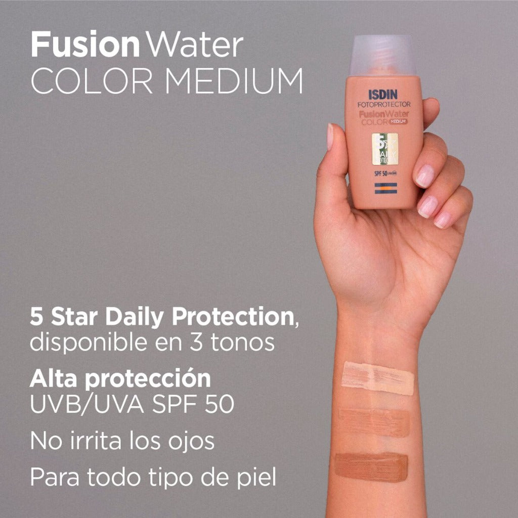 Protector Solar con Color Tono Medio Isdin Fotoprotector Fusion Water Color Medium